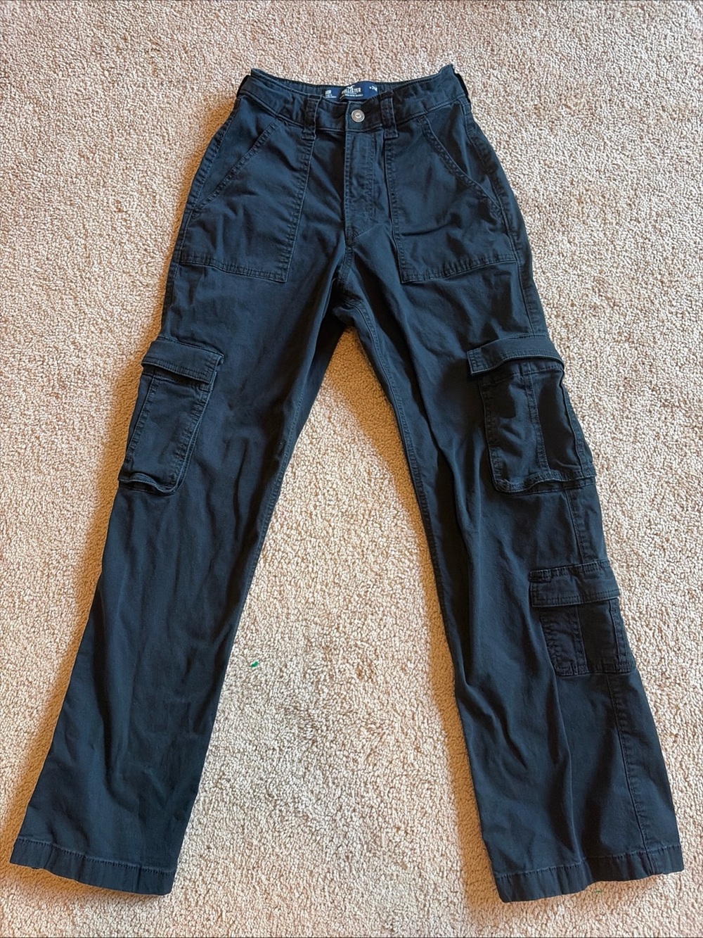 Hollister Cargo Pants Ultra High Rise Baggy Women's 26R Black Wide Leg